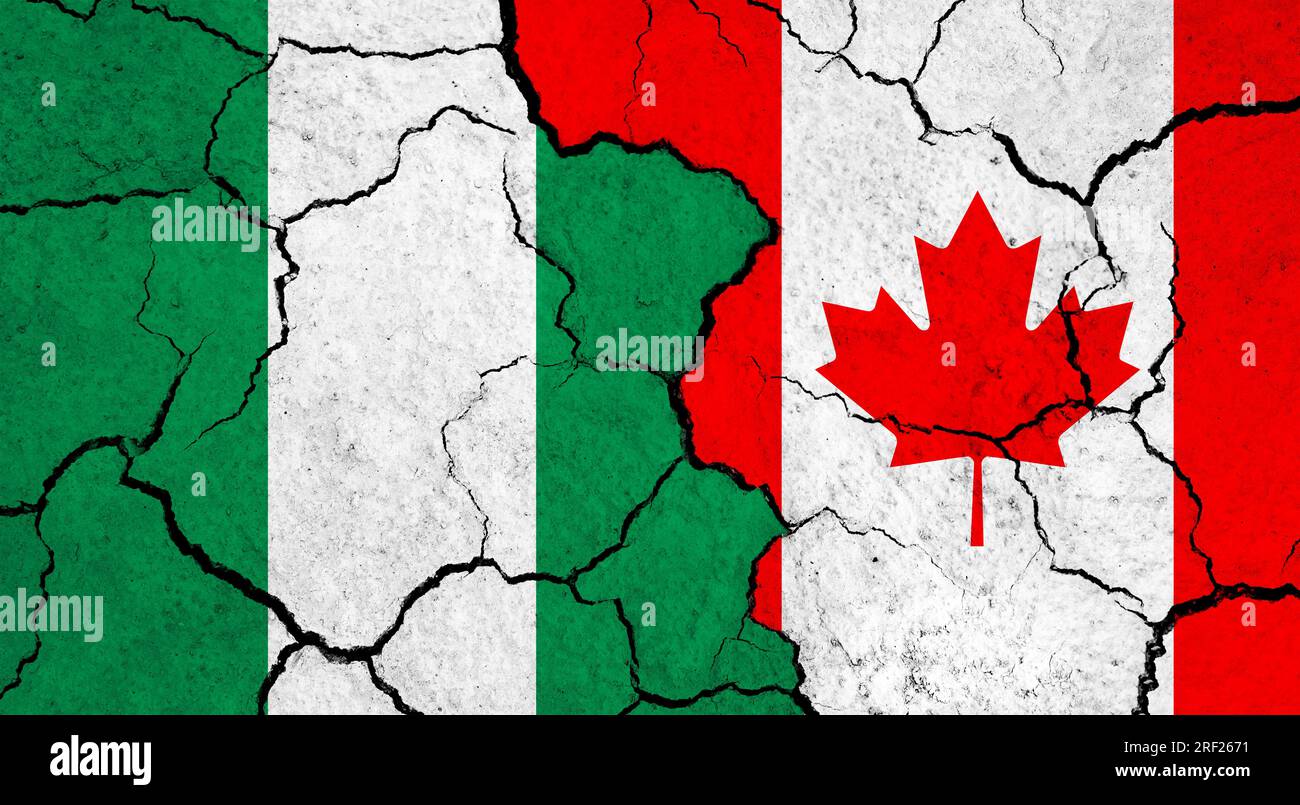 Flags Of Nigeria And Canada On Cracked Surface Politics Relationship flags-of-nigeria-and-canada-on-cracked-surface-politics-relationship
