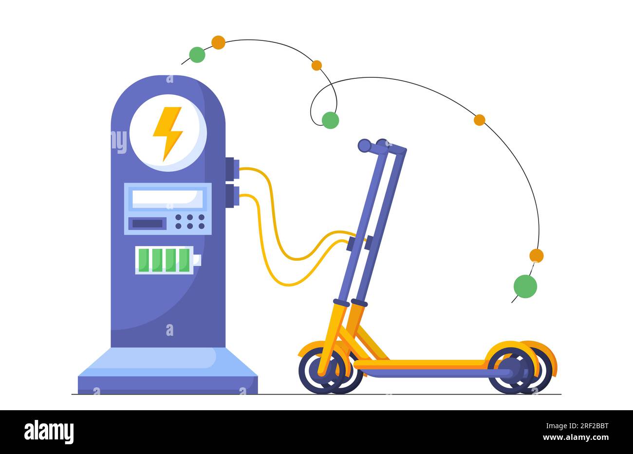 Electric scooter near charge station vector concept Stock Vector