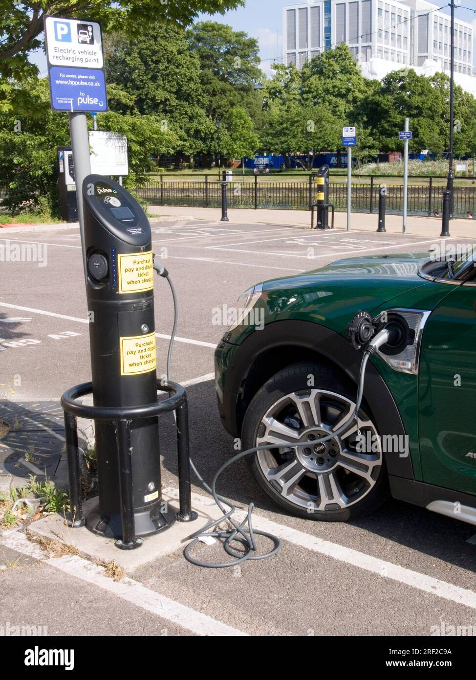 Charging a Mini Cooper S Countryman Stock Photo