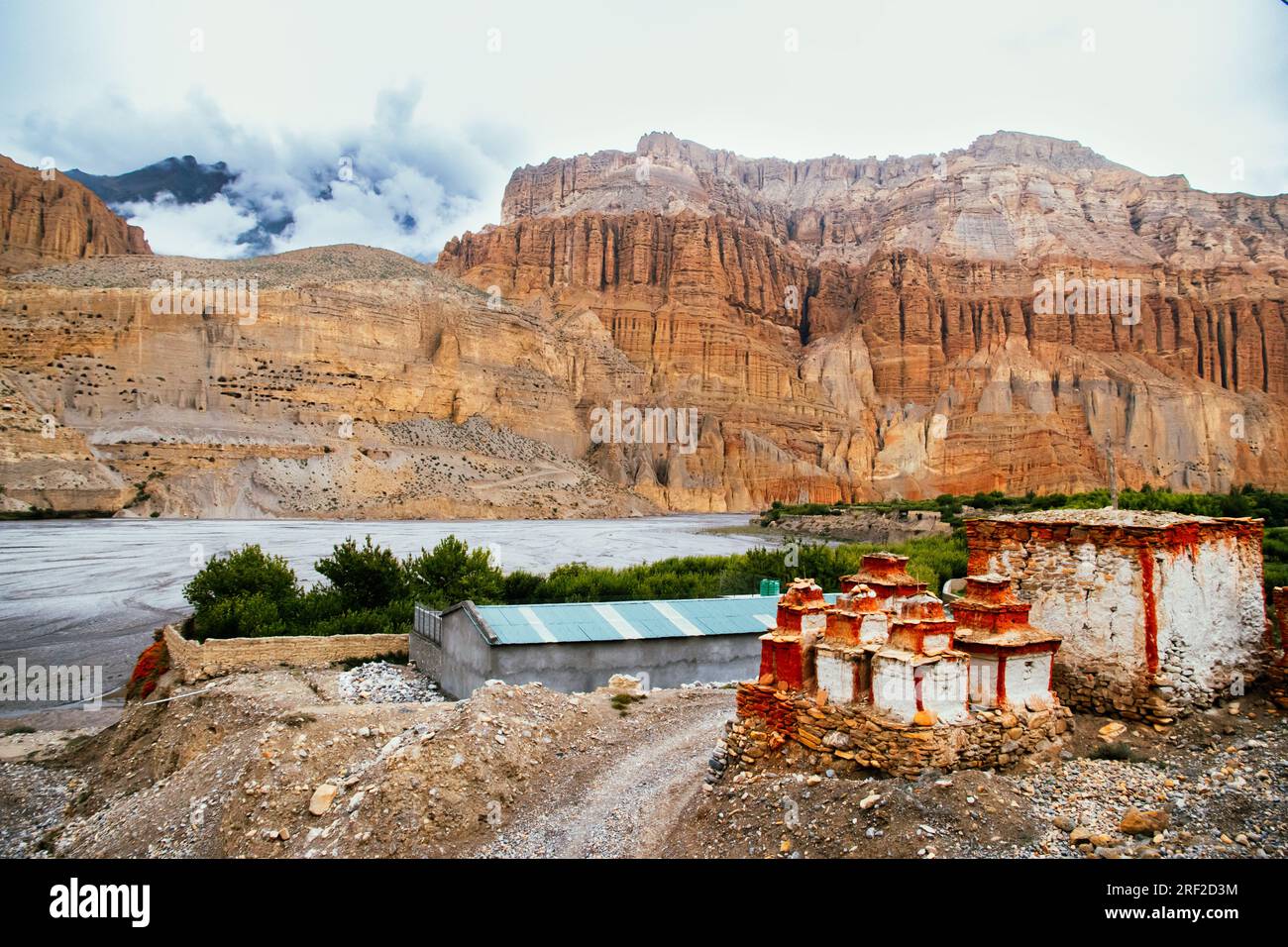 Buddhist Gompa Gumbas in Tibetan influenced Upper Mustang of Nepal