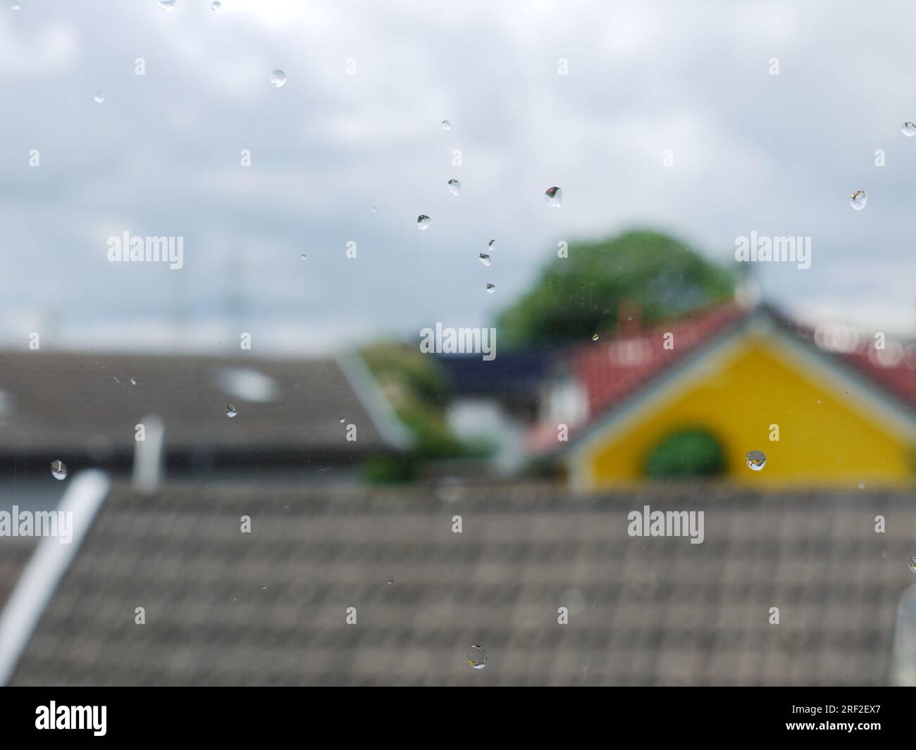 Few raindrops on a window Stock Photo