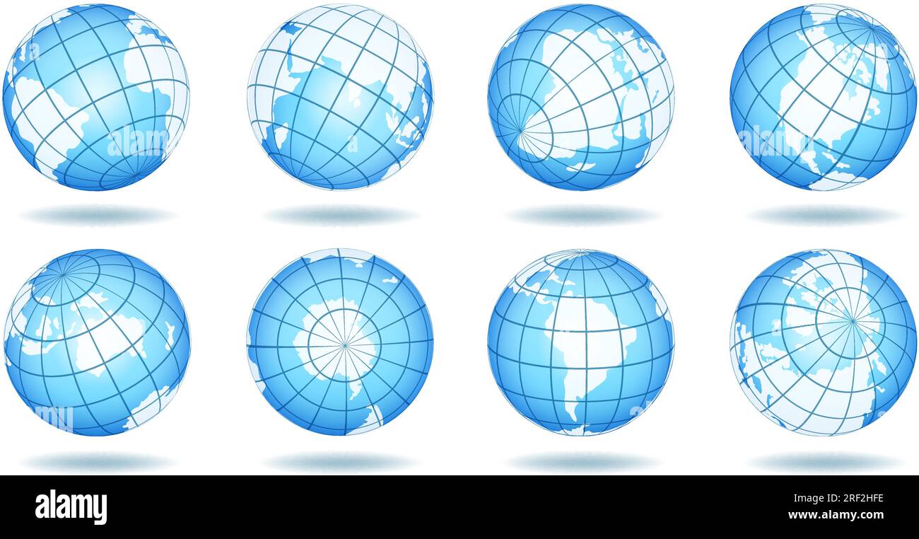 Globe views, 3d earth map set Stock Vector Image & Art - Alamy