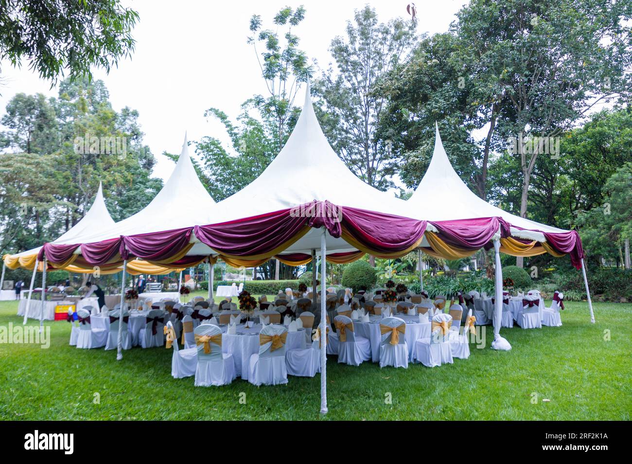 Kenyan Weddings Photographers By Antony Trivet Weddings Reception Ceremony Decoration Setup Wedding decorations are beautiful and stunning outdoors Stock Photo