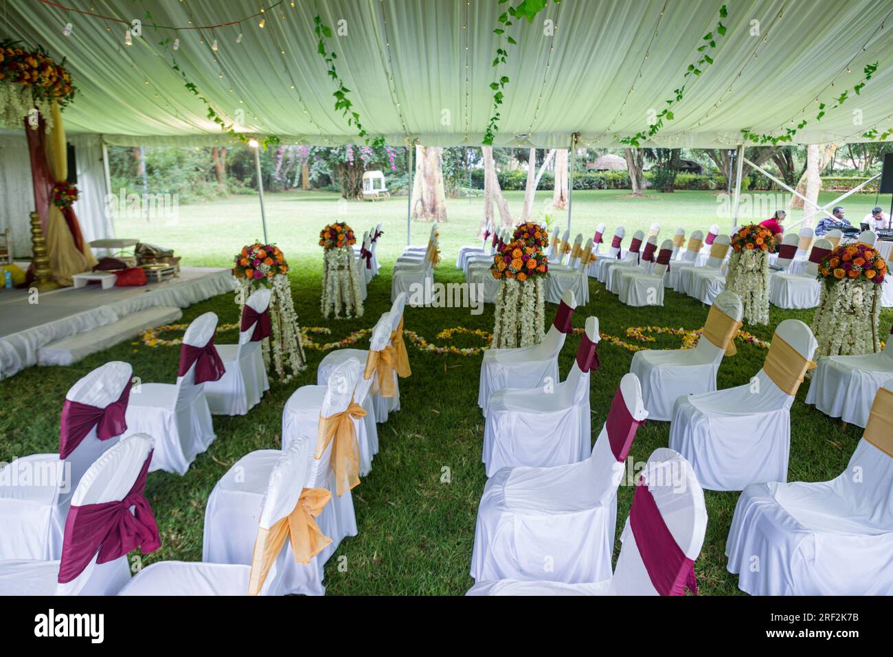 Kenyan Weddings Photographers By Antony Trivet Weddings Reception Ceremony Decoration Setup Wedding decorations are beautiful and stunning outdoors Stock Photo