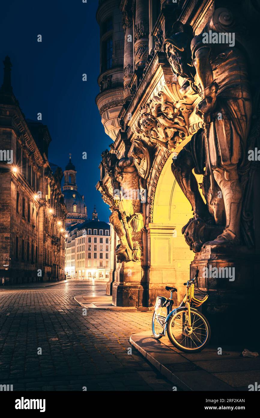 Buildings and street in Dresden. Historic Buildings. Urban area and ...