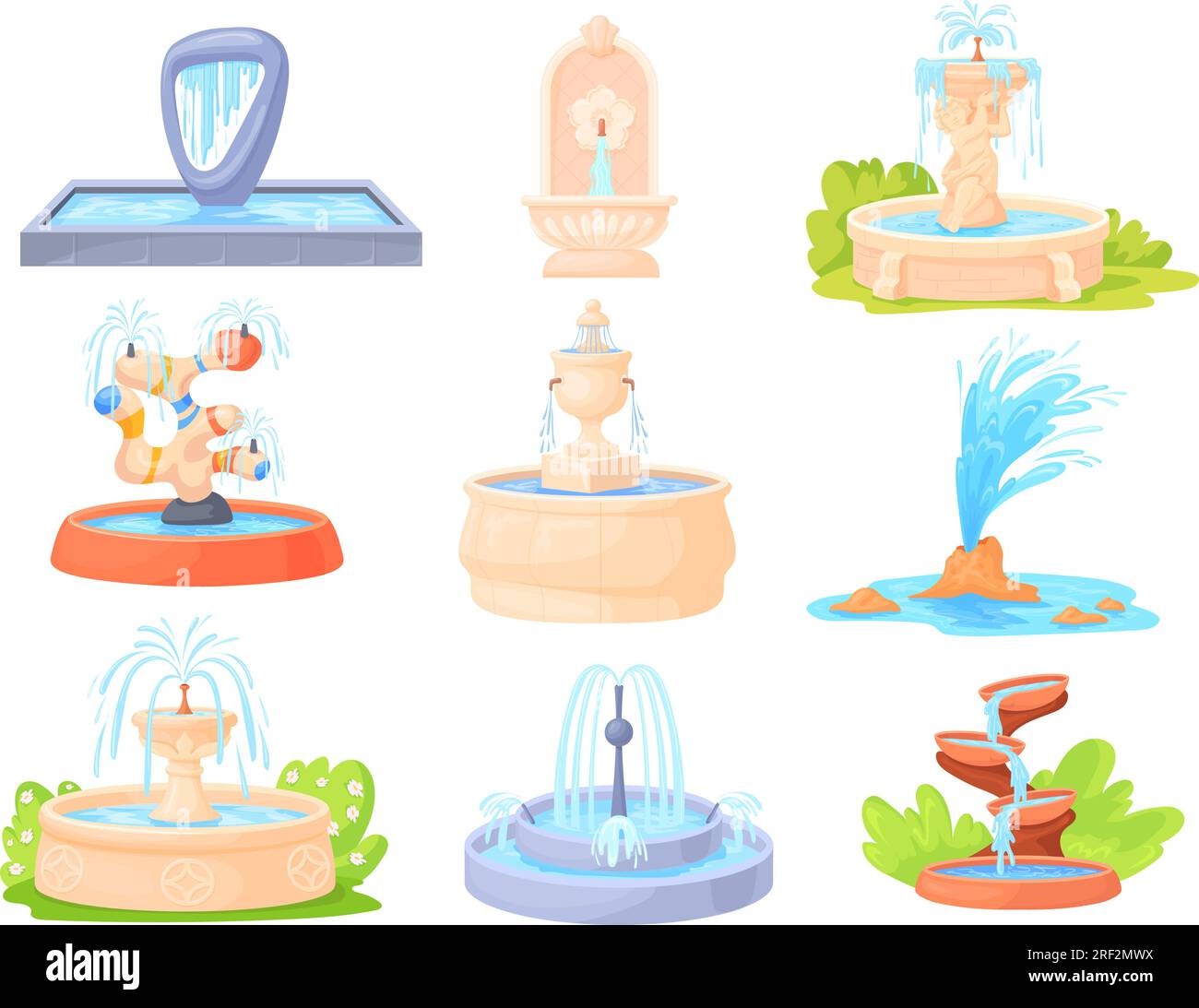 Cartoon fountains. Water fountain sculpture summer decoration for