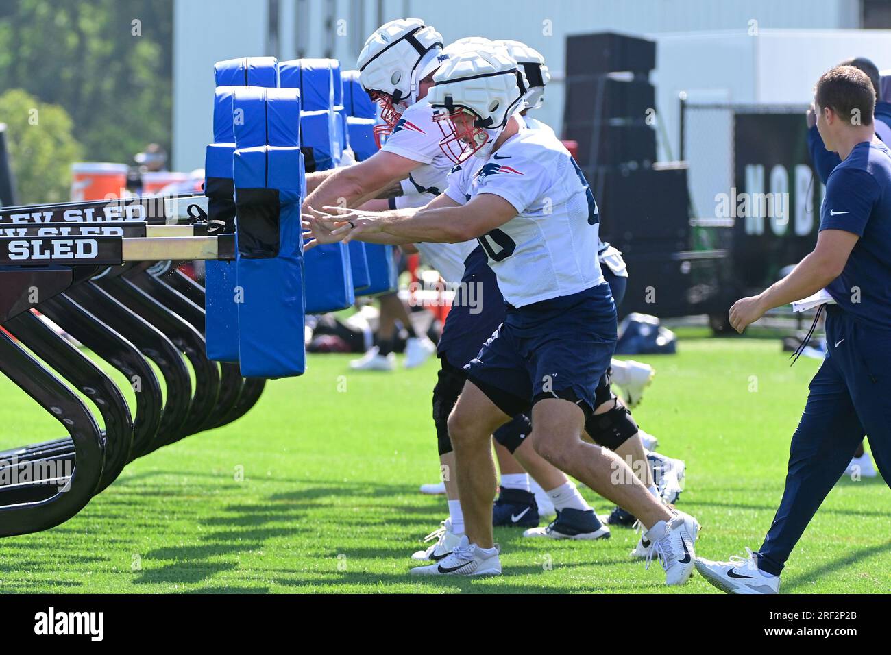 New England Patriots tight end Anthony Firkser (86) comes onto the field  during an NFL football practice, Friday, July 28, 2023, in Foxborough,  Mass. (AP Photo/Michael Dwyer Stock Photo - Alamy