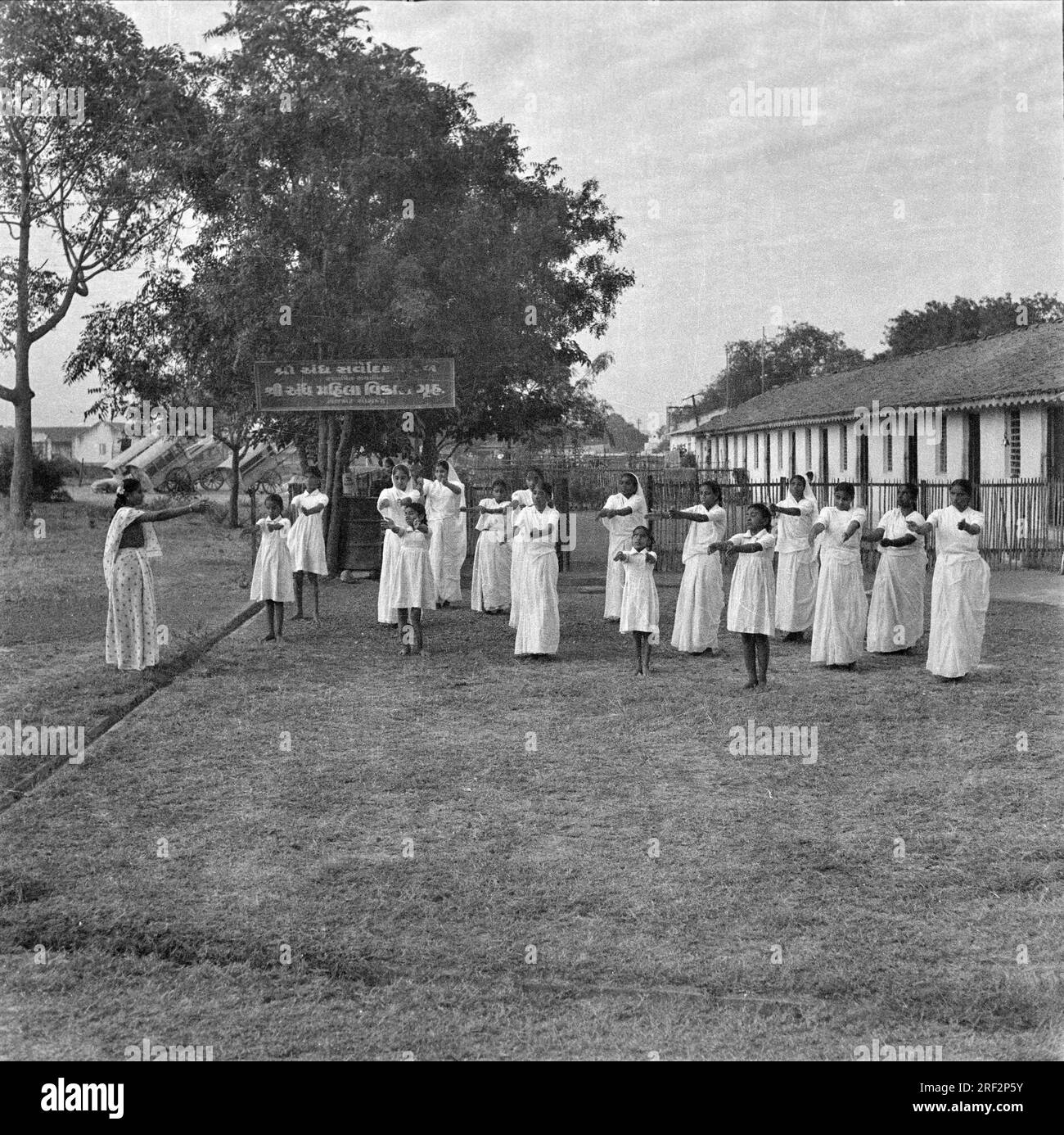 old vintage 1900s black and white picture of Indian women exercise ...