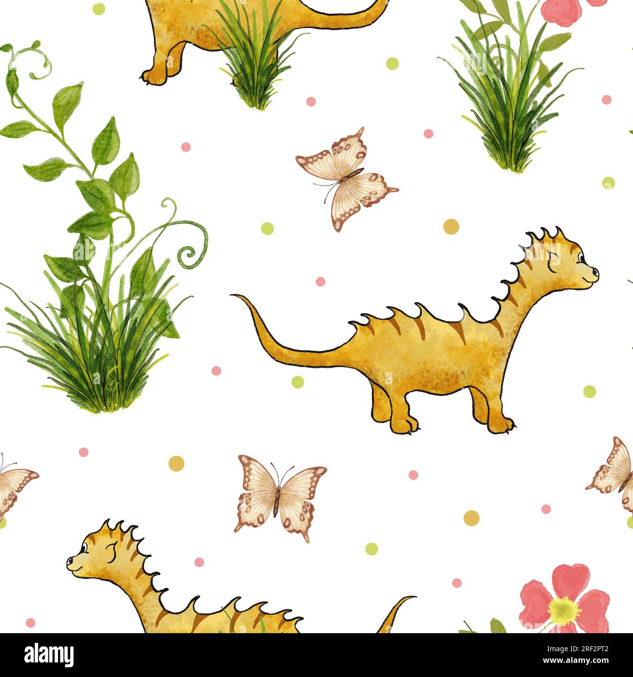 Watercolor Dinosaur Pterodactyl Style 1 Fabric Panel