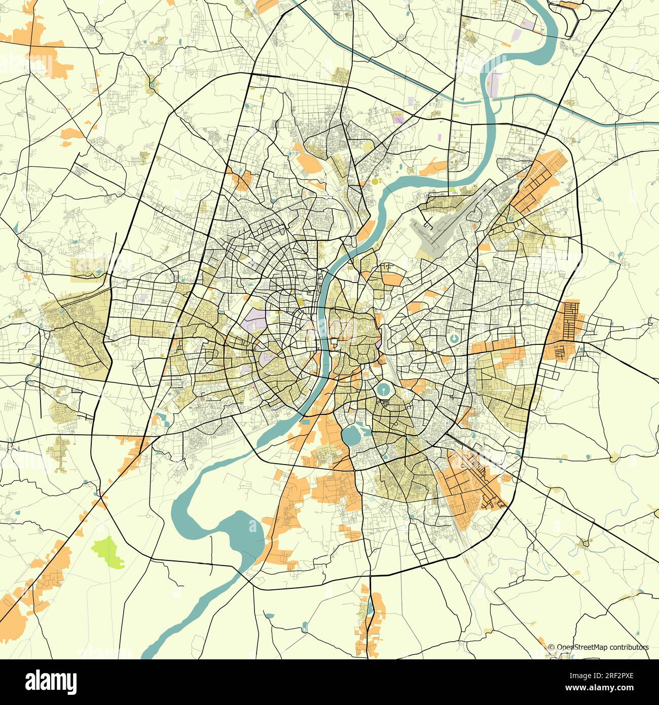 Vector city map of Belo Ahmedabad, Gujarat, India Stock Vector