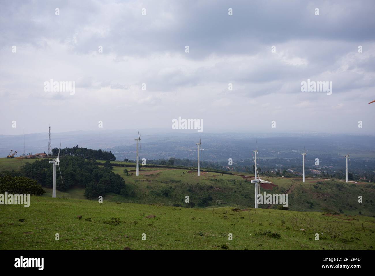 Wind power energy station at the Ngong Hills Forest Reserve Recreational Picnic Site Park Kajiado County Kenya Great Rift Valley Generation High Point Stock Photo