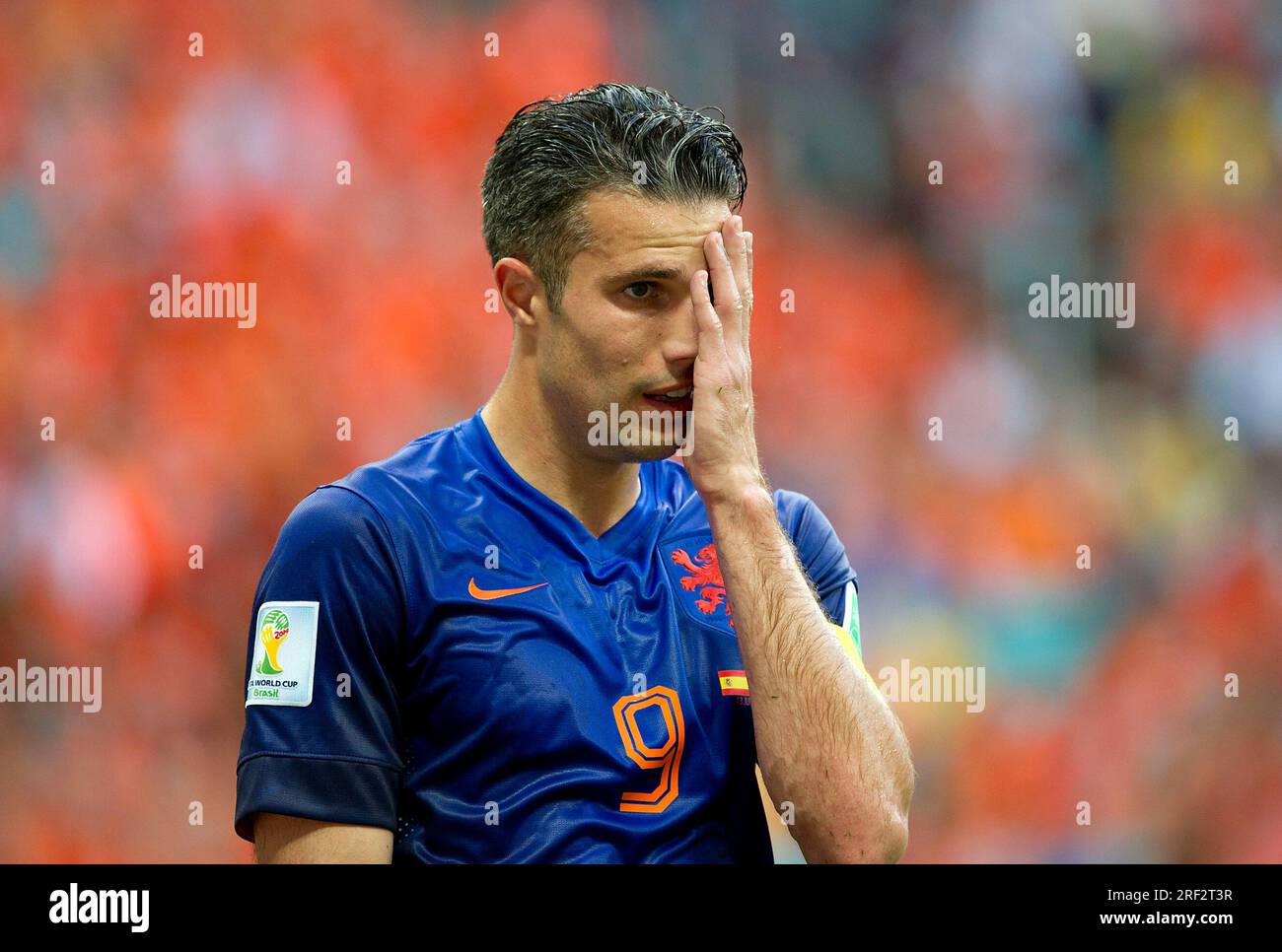 ARCHIVE PHOTO: Robin van PERSIE turns 40 on August 6, 2023, Robin VAN PERSIE (NED) shakes his head; Spain (ESP) - Netherlands (NED) 1:5, preliminary round group B, game 3, on 13.06.2014 in Salvador; Soccer World Cup 2014 in Brazil from 12.06. - 07/13/2014. ? Stock Photo