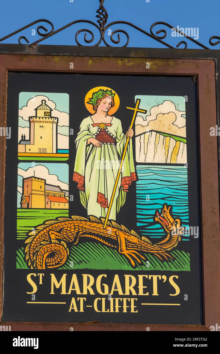 England, Kent, Deal, St Margaret's atcliffe Village Sign Stock Photo