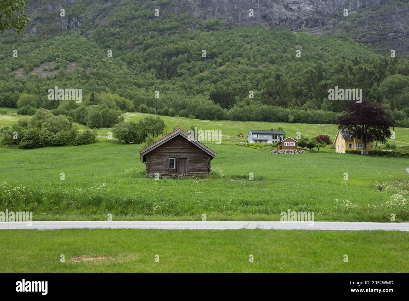 Wood Cabin, Olden, Norway Stock Photo Alamy