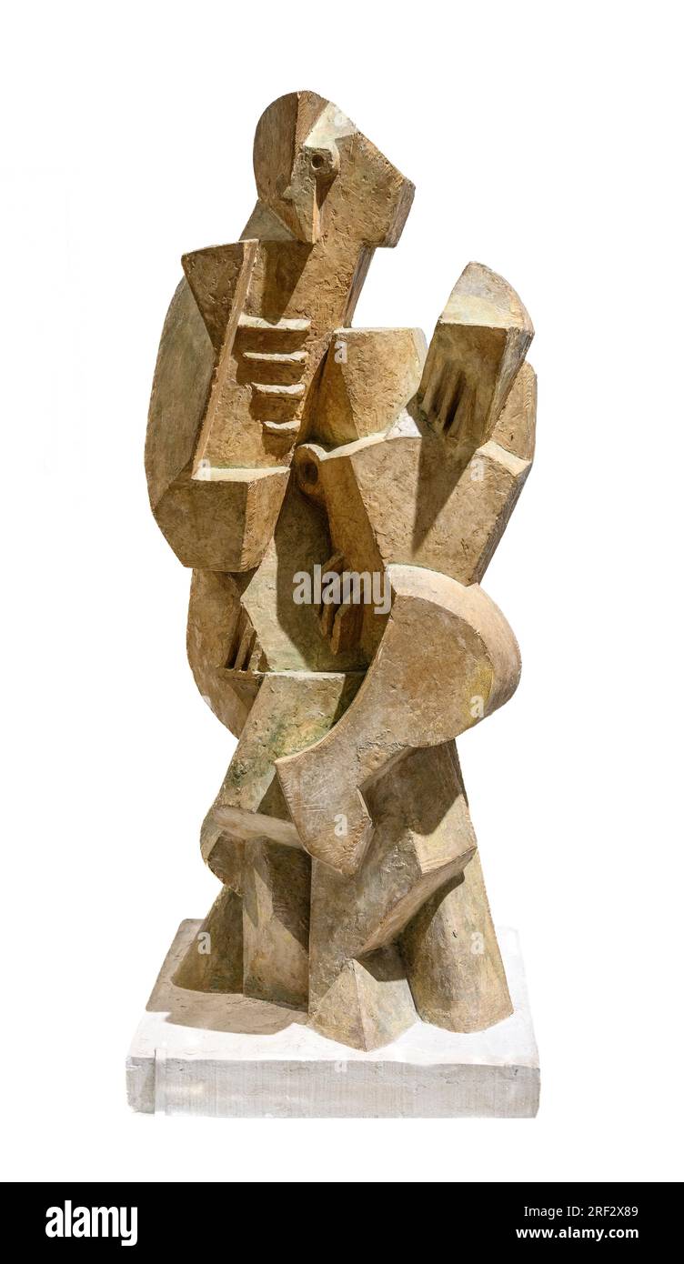 Sailor with Guitar, sculpture by the Lithuanian/French Sculptor Jacques Lipchitz (1891-1973). Patinated plaster 1917 Stock Photo