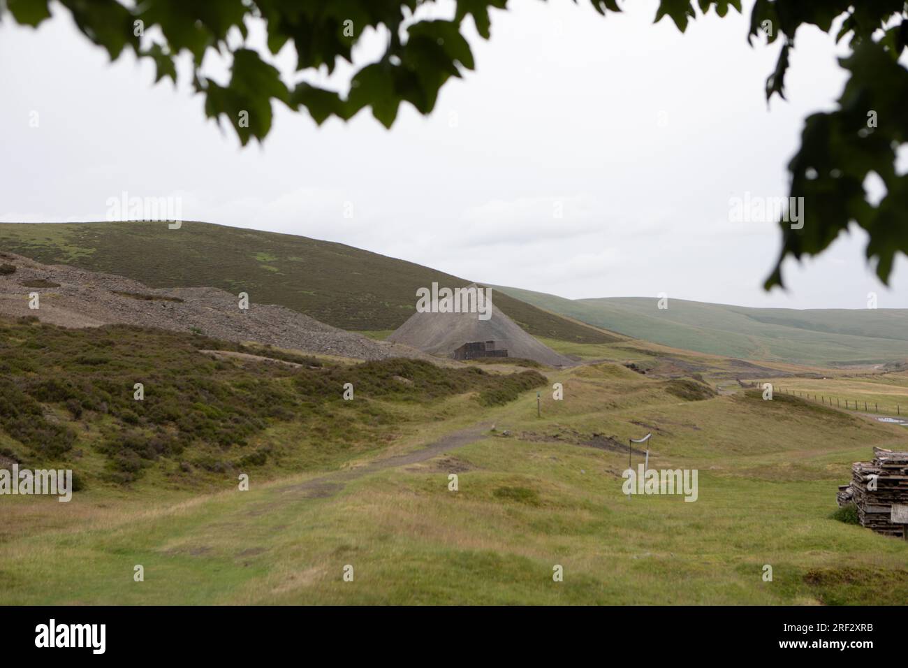 Spoil heads, Leadhills Mining Museum, Scotland Stock Photo