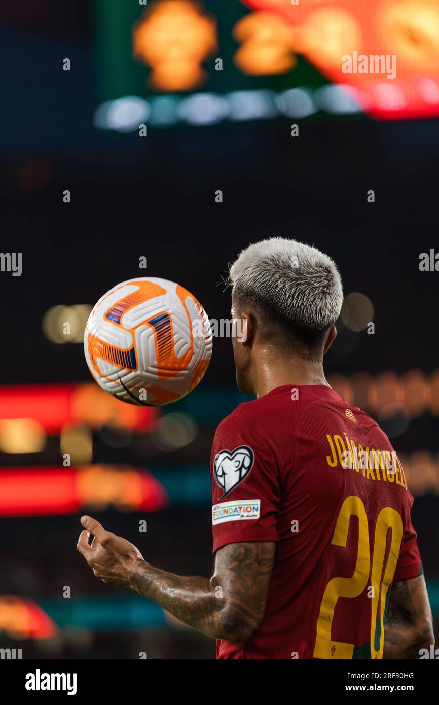 Joao Cancelo during UEFA Euro 2024 Qualification game between national teams of Portugal and Bosnia and Herzegovina at  Estadio Da Luz, Lisbon, Portug Stock Photo