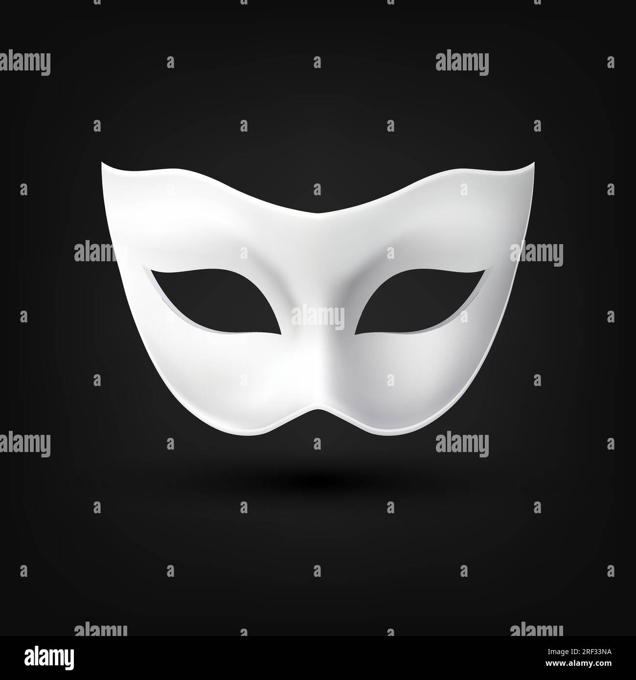 Vector 3d Realistic Blank White Carnival Vintage Mask Icon Closeup Isolated. Hero Mask for