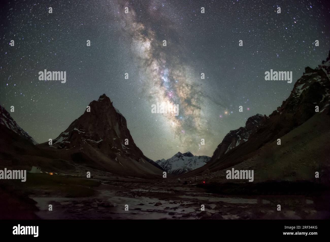 night view of gonbok rongjon mountain in zanskar valley in Ladakh ...