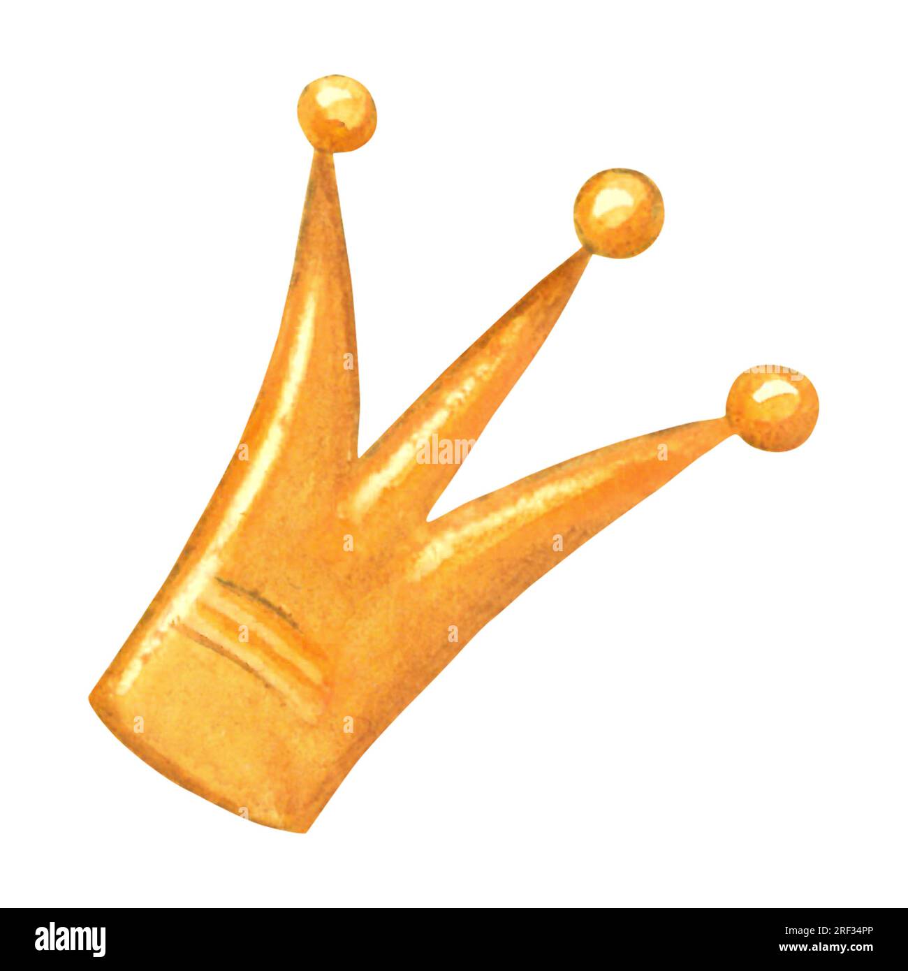 Watercolor illustration of a golden crown. Made by hands isolated on ...