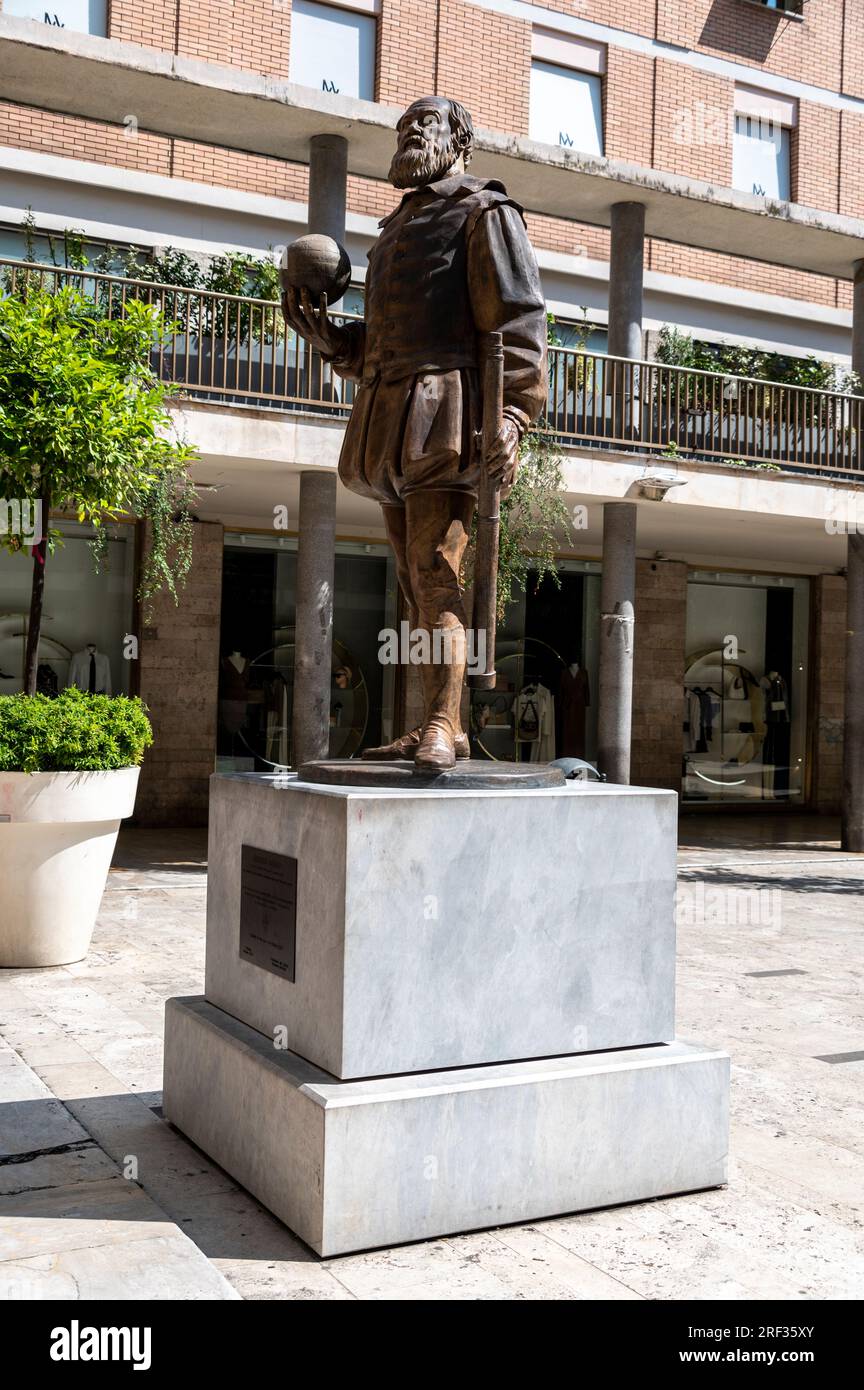 Statue Of Italian Scientist Galileo Galilei Holding A Sphere Galileo