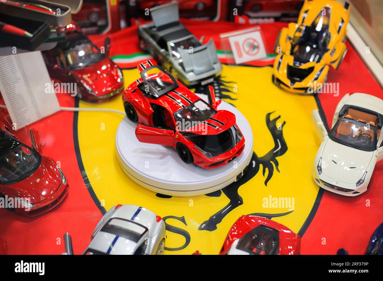 Toy models of Ferrari cars in the store Stock Photo Alamy