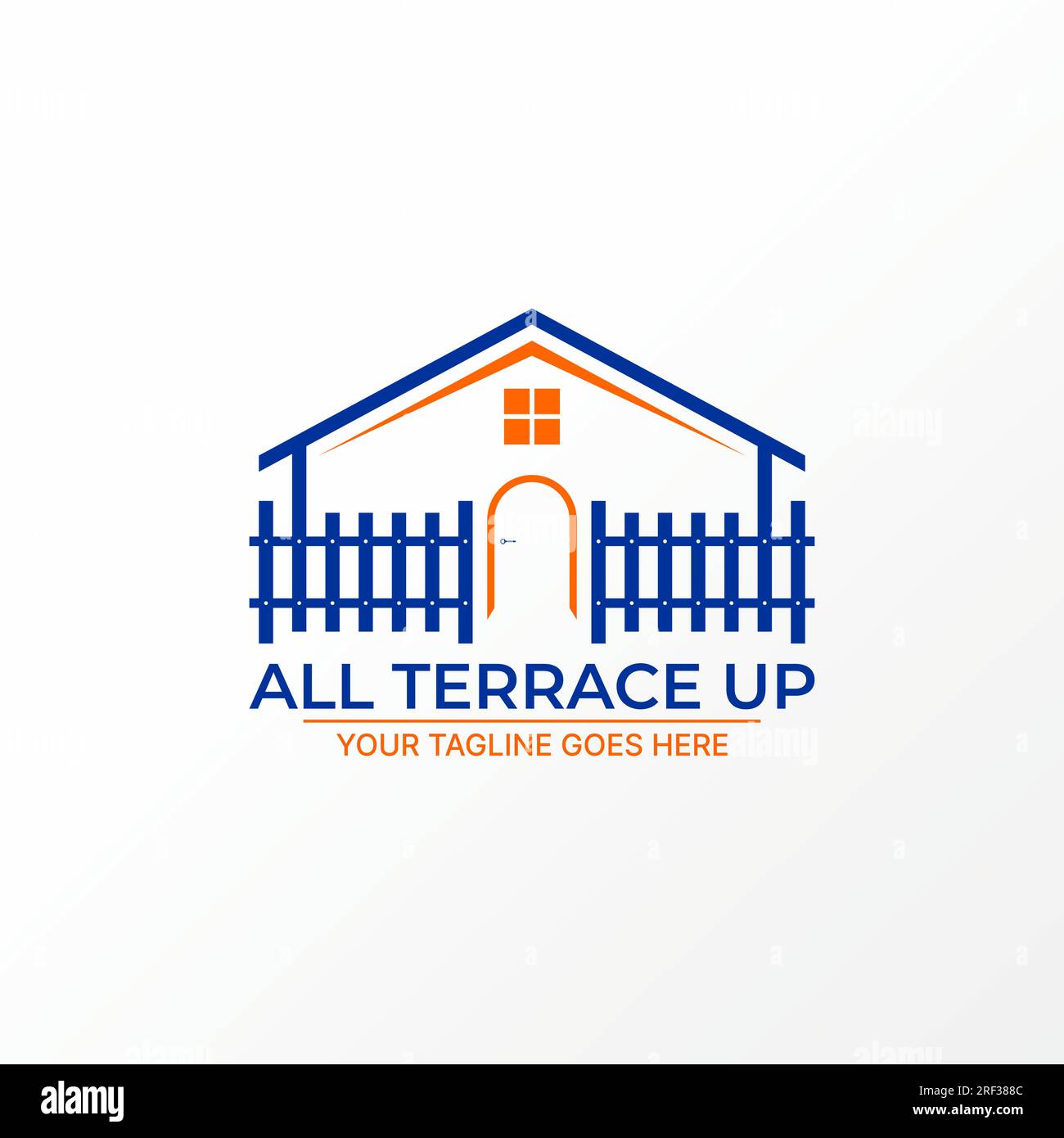 Logo design graphic concept creative abstract premium vector stock sign house with terrace fence, window, and door. Related to property home mortgage Stock Vector