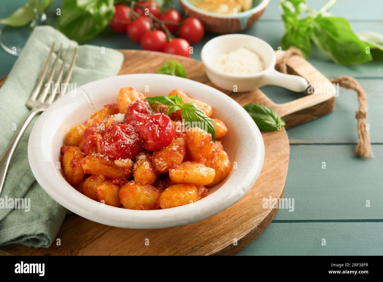 Potato gnocchi. Traditional homemade potato gnocchi with tomato sauce ...