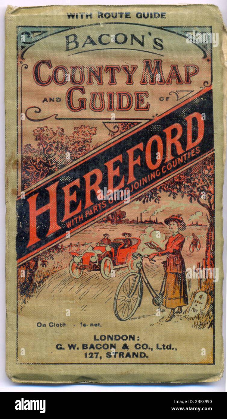 Bacon's County Map and Guide to Hereford with parts of adjoining counties 1912 Stock Photo