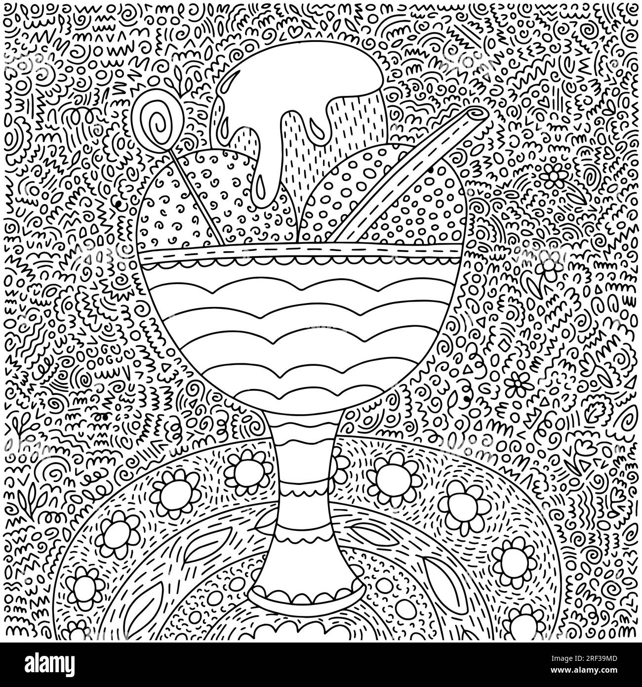 Coloring page with ice cream Stock Vector