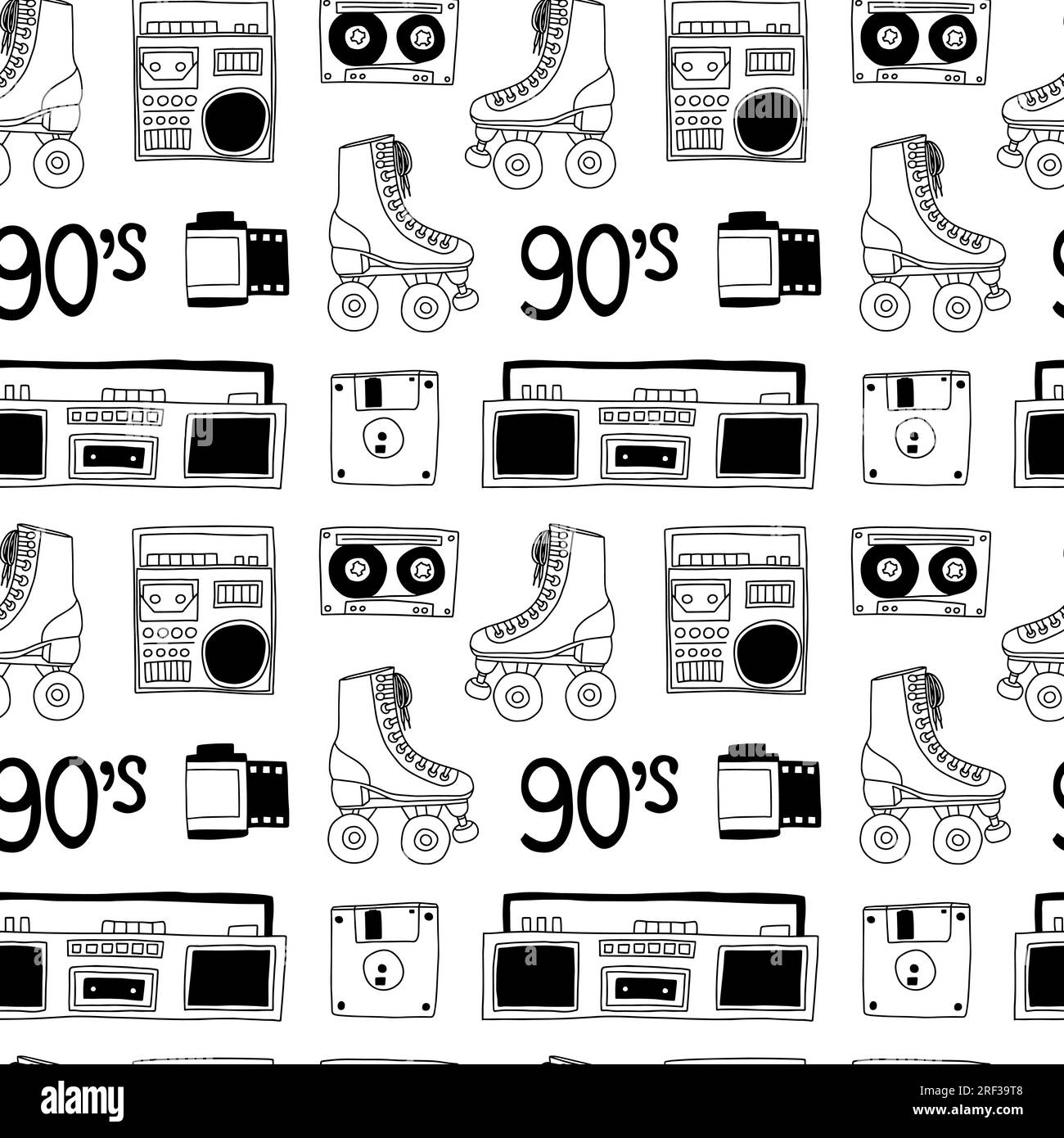90s Party Vector Seamless Pattern Stock Vector Image Art Alamy