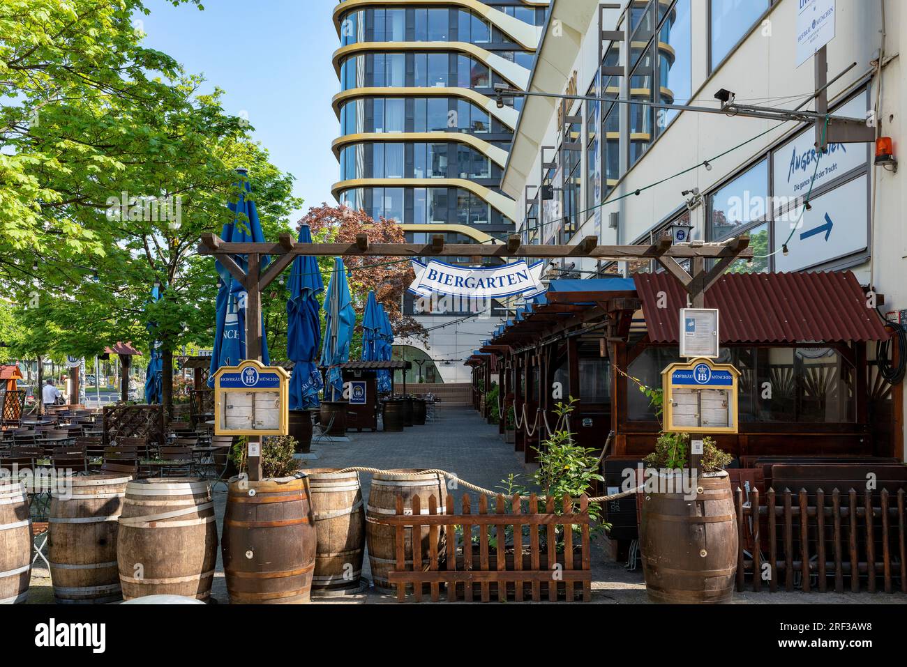 Beer Garden Hofbräu Munich, BerlinAlexanderplatz, Germany Stock Photo