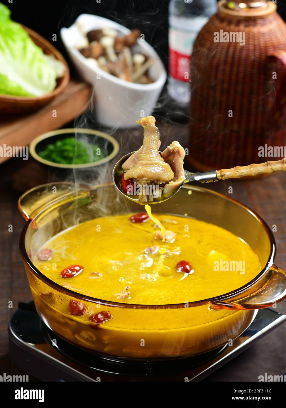 Pig Stomach Soup with Chicken and mushroom Stock Photo Alamy