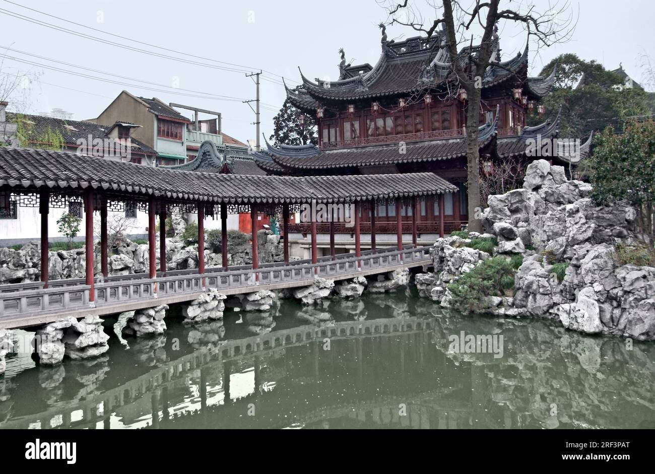 detail of the historic Yuyuan Garden in Shanghai (China).The garden was created in the year 1559 by Pan Yundan Stock Photo