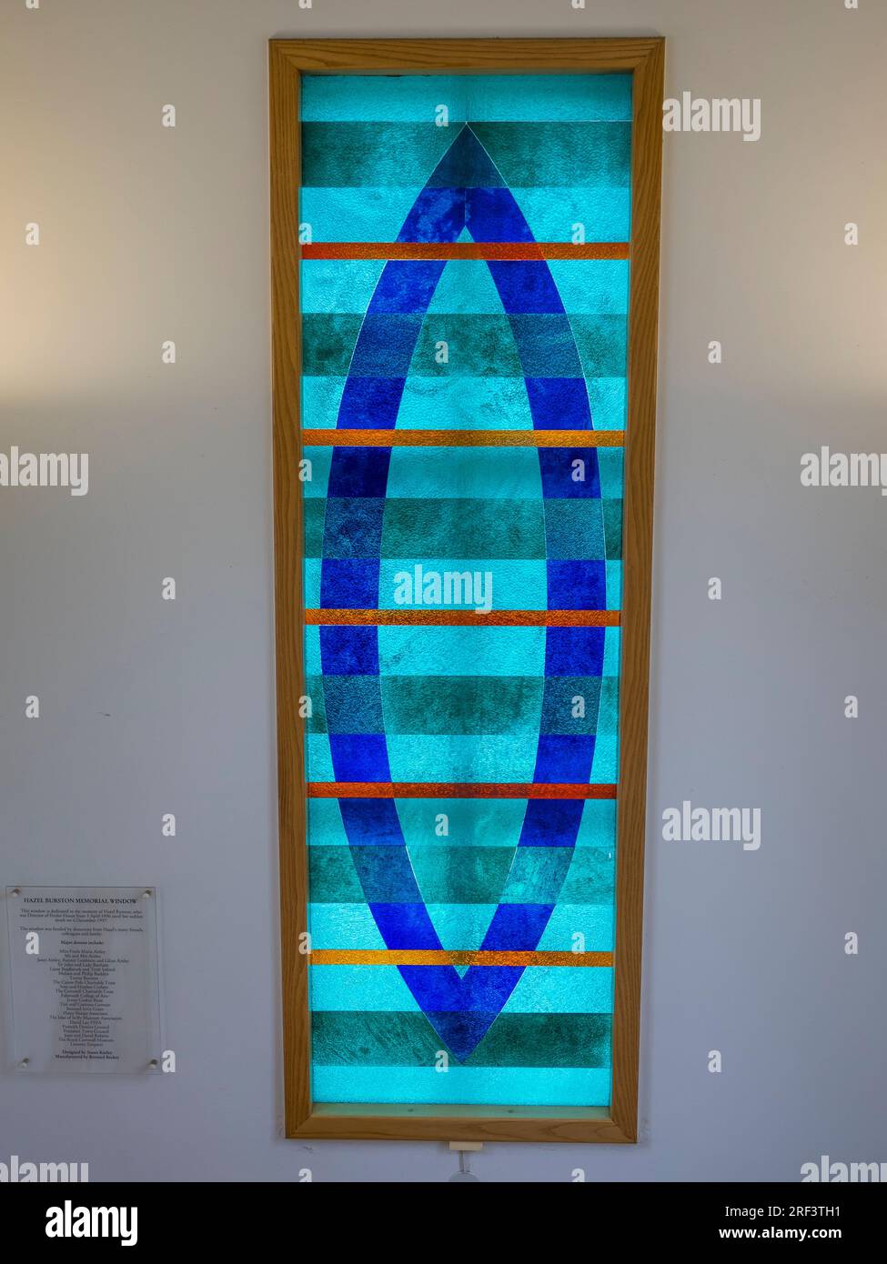 Blue Stained Glass Window, (Susan Kinley). Penlee House, Penzance