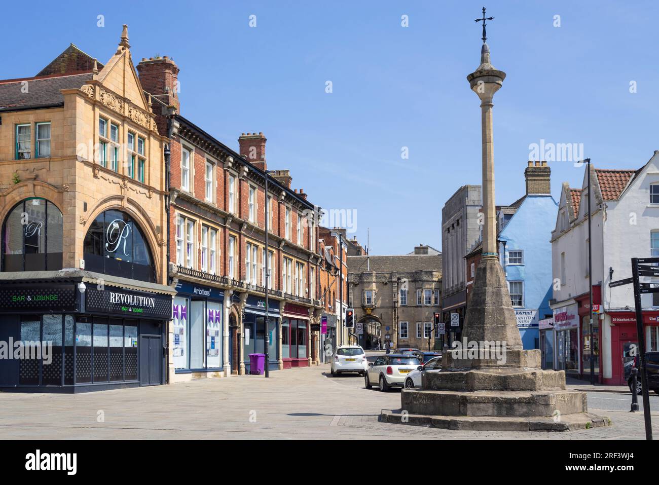 Grantham town centre Market cross in the Market place in Grantham South