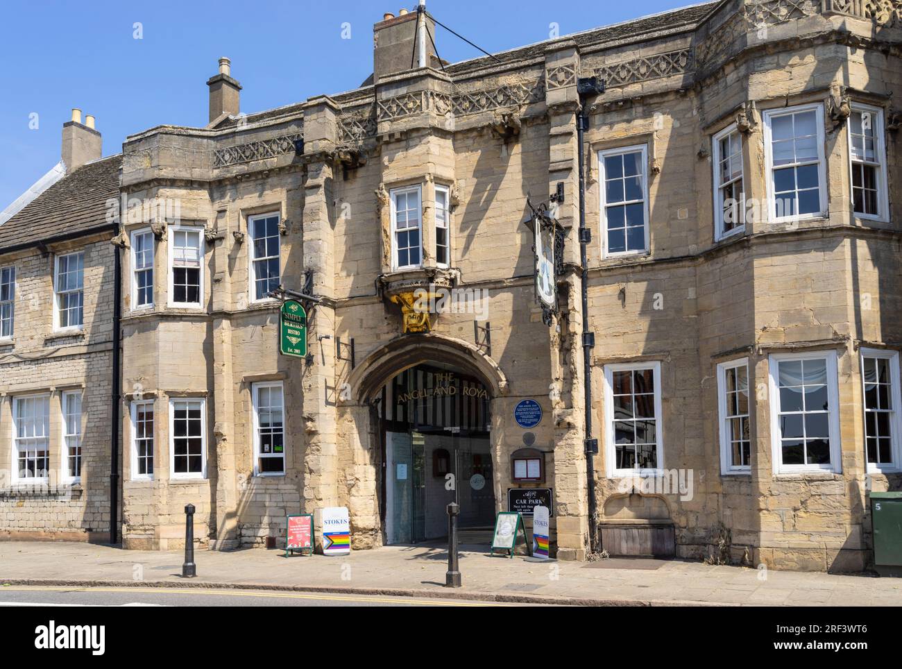 Grantham town centre The historic Angel and Royal Inn and Hotel on the High street Grantham