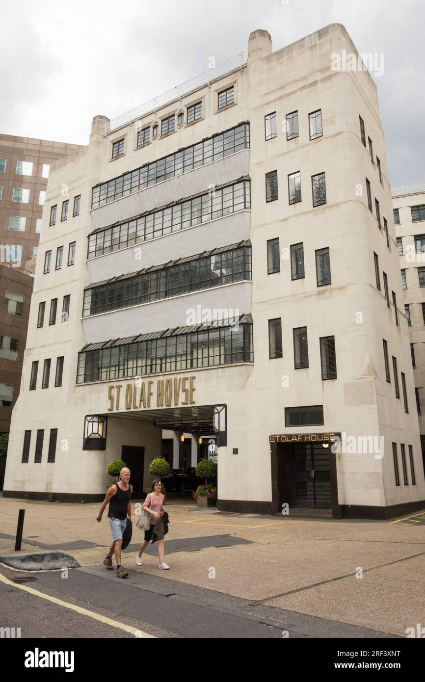 Entrance to the striking Art Deco St Olaf House, London Bridge Hospital