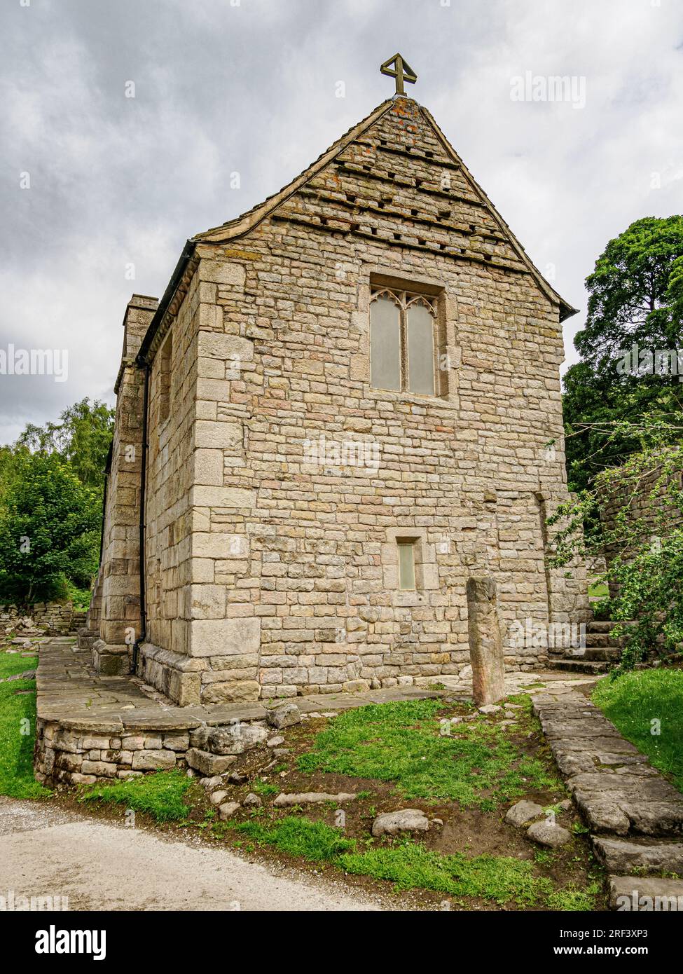 Padley Chapel on the site of the remains of Padley Hall near Grindleford in the Derbyshire Peak District UK Stock Photo