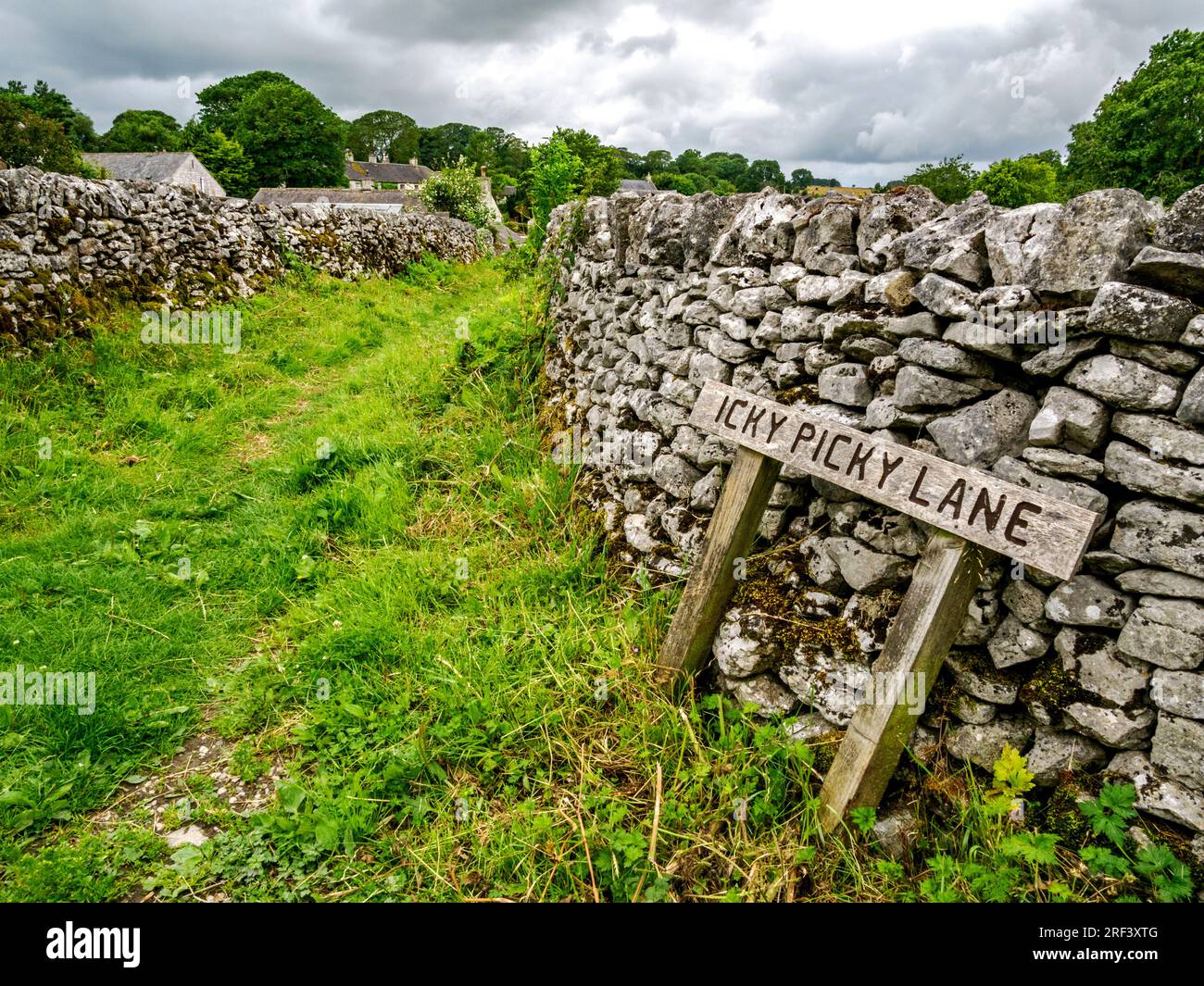 Icky Picky Lane in the village of Monyash in the Derbyshire Peak District UK Stock Photo