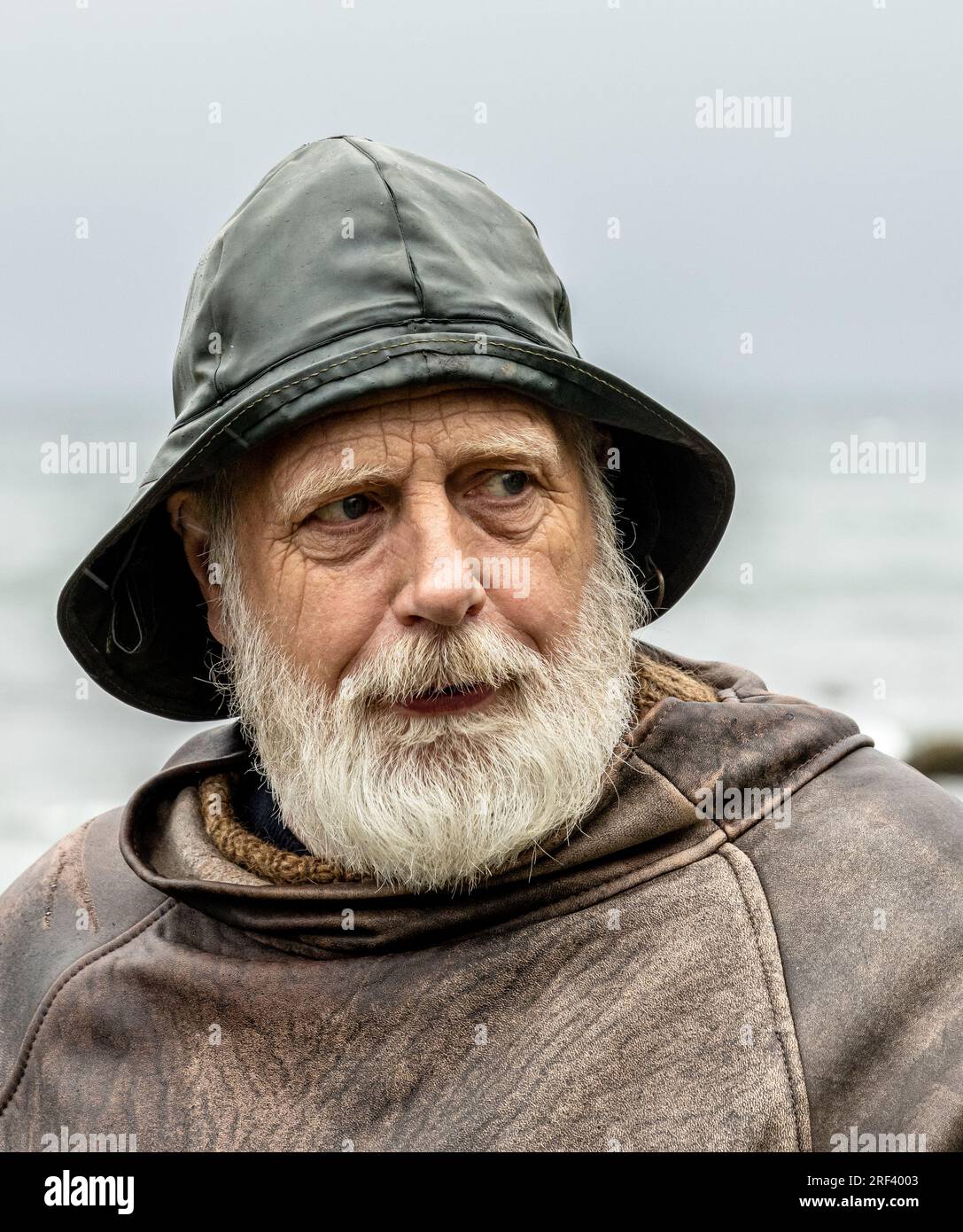 Fisherman in original 19th Century bad weather clothing, Ósvör maritime