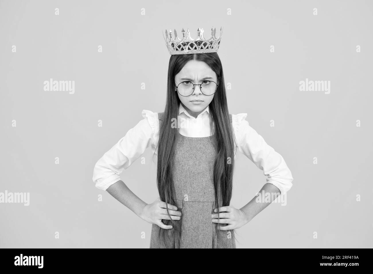 Princess school girl. Girls party, funny kid in crown. Child queen wear ...