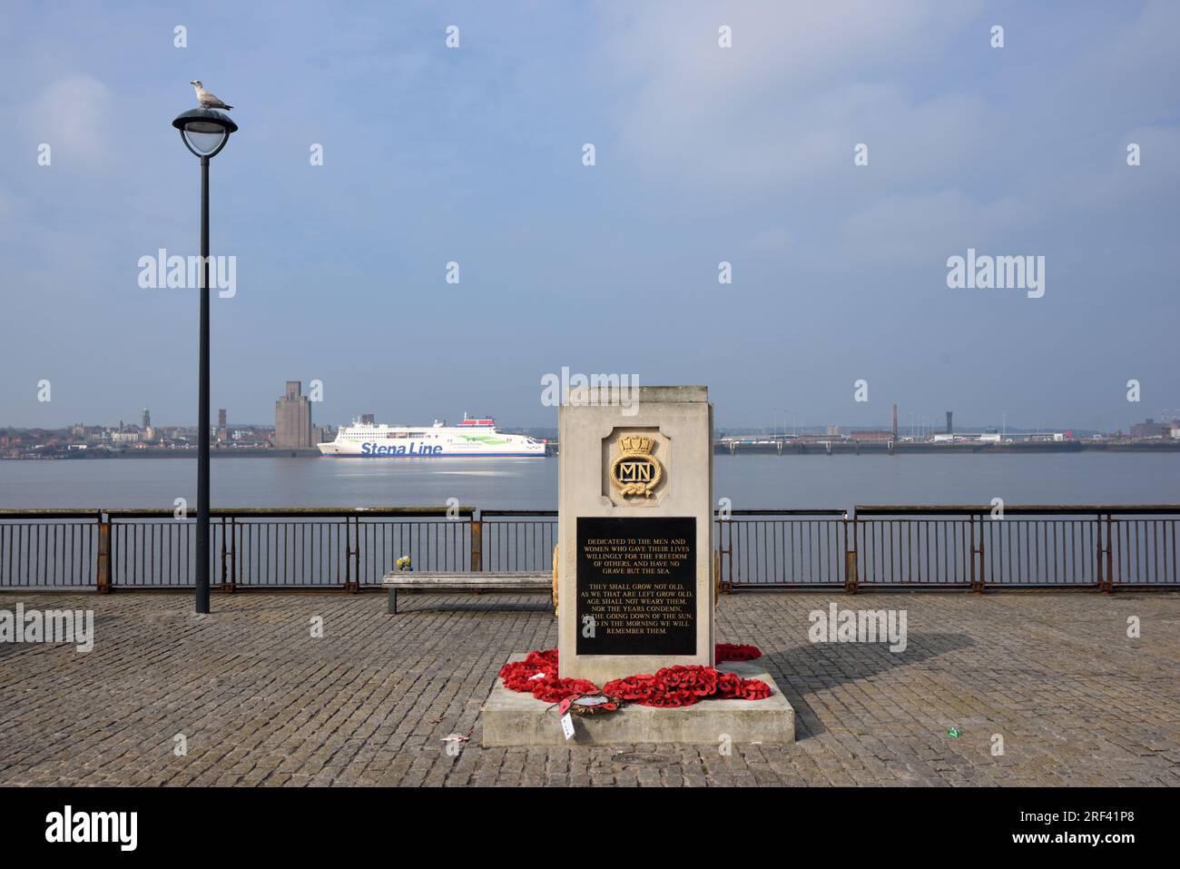 The Liverpool Naval Memorial (1952) or Second World War Memorial on the Pier Head, Waterfront or Quay of River Mersey Liverpool UK Stock Photo