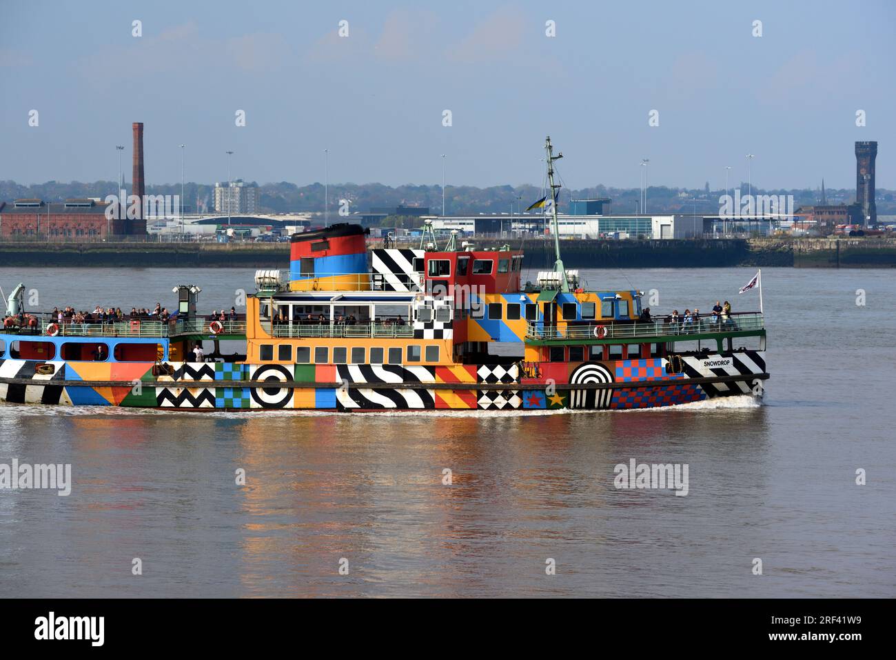 Colourful or Multicoloured Mersey Ferry or Ferryboat Across the Mersey River between Liverpool and Birkenhead Stock Photo