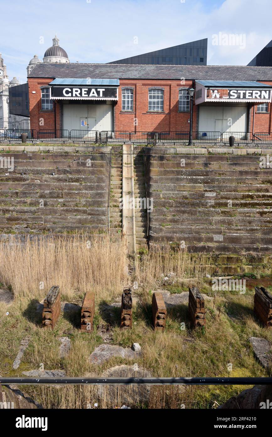 Canning Graving Docks (1765) or Dry Dock on the Waterfront or Pier Head Liverpool & Great Western Railway Building Stock Photo