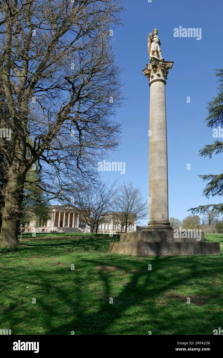 Statue of King George II, King's Pillar,   Stowe Gardens, Buckingham, Buckinghamshire,England,UK Stock Photo