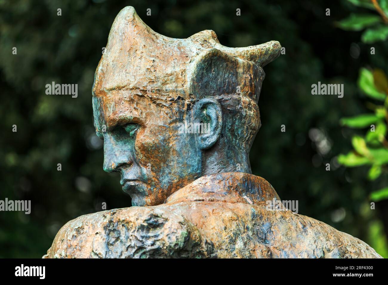 Crikvenica, Croatia - July 21, 2023: Nikola Car Crni statue in park. He was a World War 2 People's Hero of Yugoslavia, the artwork of Zvonko Car Stock Photo