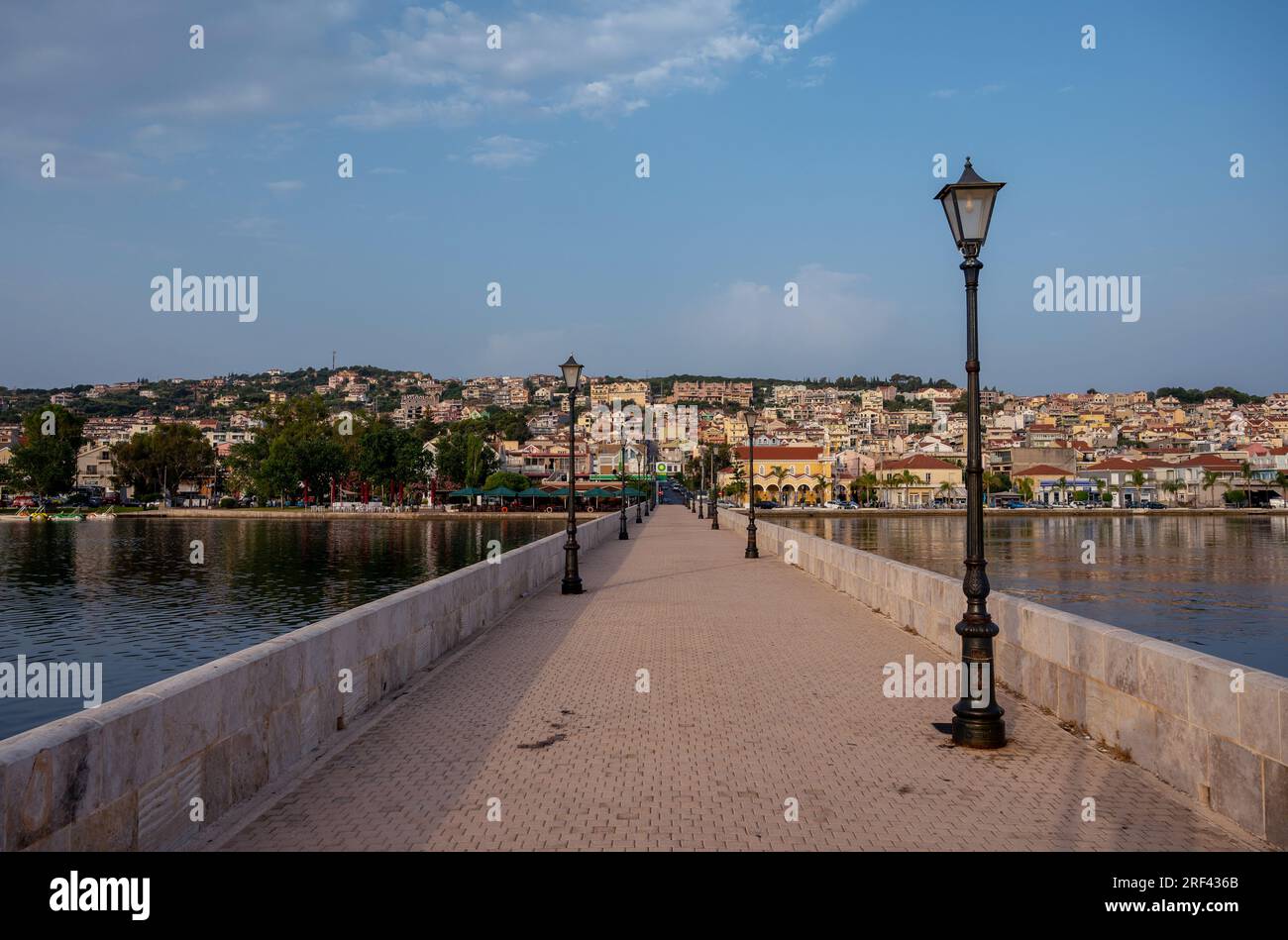 The De Bosset Bridge in Town of of Argostolai capital of Kefalonia Greek Island Stock Photo