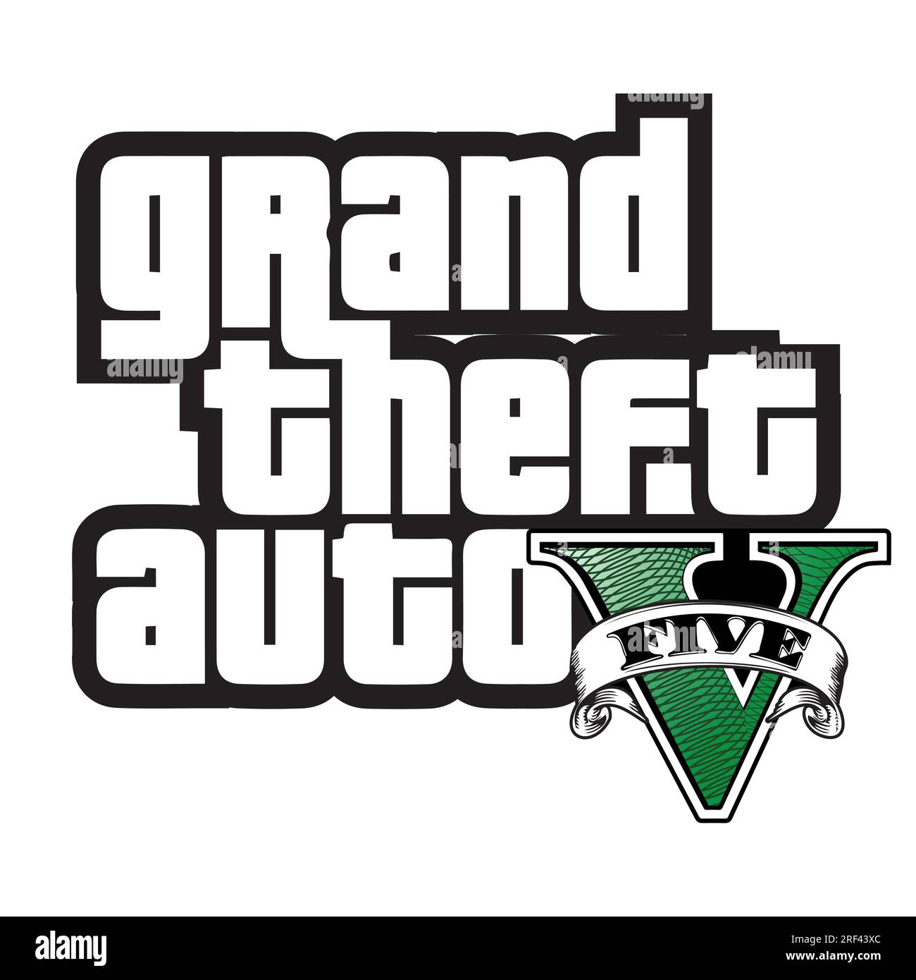 Vector logo of the video game Grand Theft Auto V. GTA 5. Grand Theft Auto Five. Steam application. Rockstar Games. Editorial Stock Vector