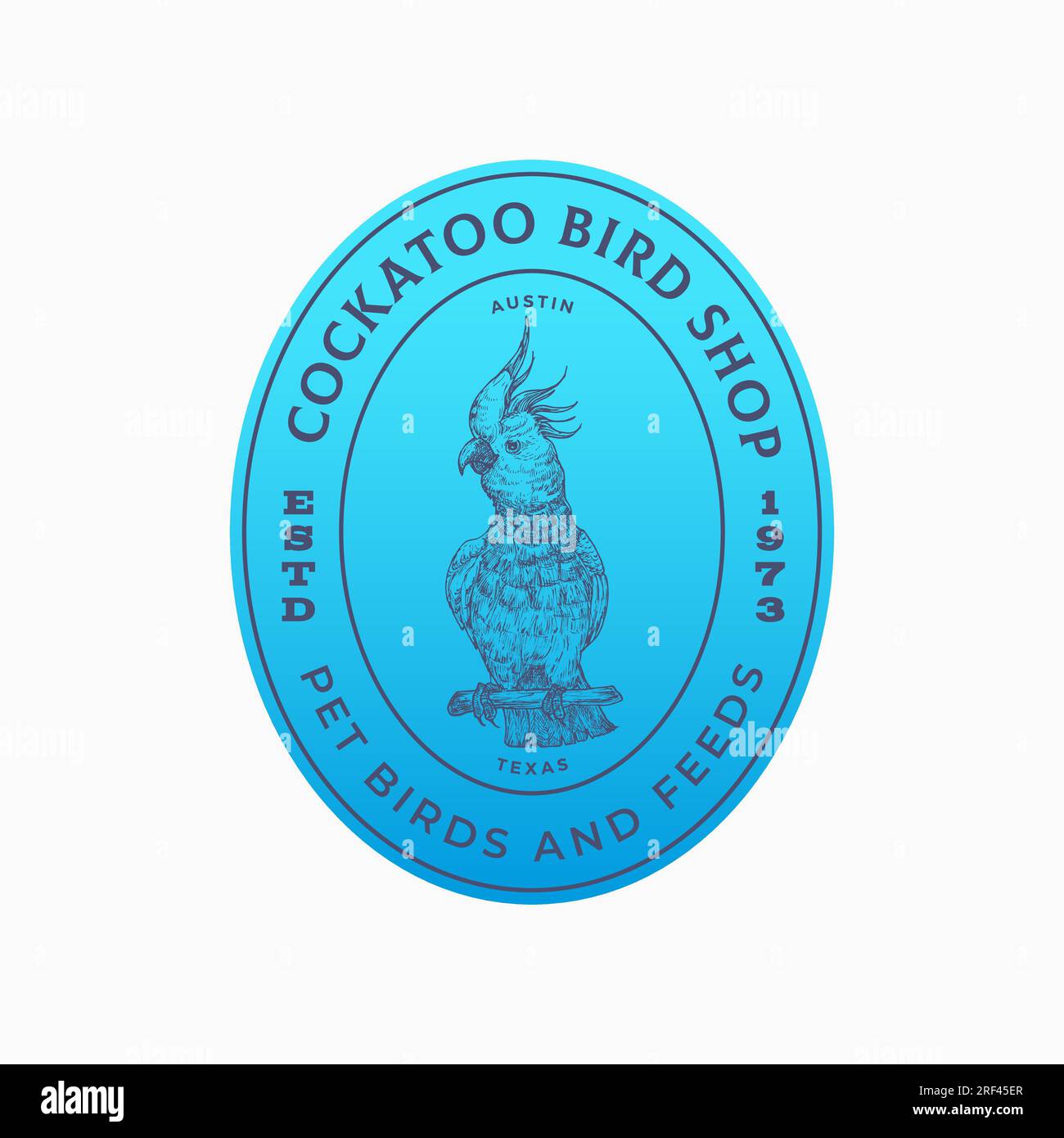 Bird Pet Shop Abstract Vector Sign Logo Template. Hand Drawn Cockatoo